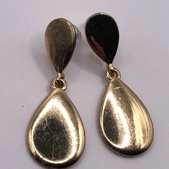 Gold Tone Water Drop Dangle Earrings - Picture 6 of 6